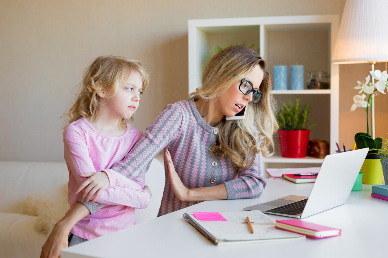 Busy working mother doesn't have time for her kid